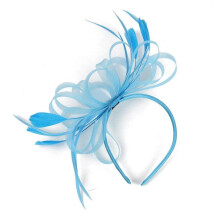 (Sky Blue) Handcraft Feathered Fascinator Hat Hair Styling Accessory With Mesh Design For Bridal Shower Special Occasion Headpiece  Wine red