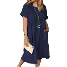 (S, Navy Blue) Women"s Linen Beach Es Boho Zbo
