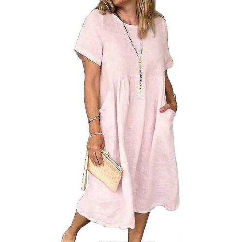 (M, Pink) Women"s Linen Beach Es Boho Zbo