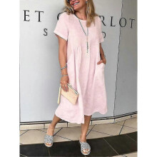 (3XL, Pink) Women"s Linen Beach Es Boho Zbo