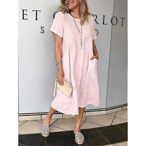 (2XL, Pink) Women"s Linen Beach Es Boho Zbo 1