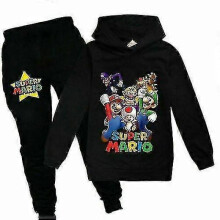 (110 (3-4Years), Black 1) Hoodie Top Pants Set Kids Boys Girls Sportswear Jogging Tracksuits-r