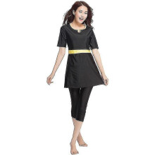 (L, Black) Womens Modest Swimwear Swimsuit Short Sleeve Bathing Suits Sets
