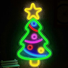 (1pc Christmas Tree) Rat Led Art Sign Bed R Rainbow Hanging Lamp Home R Xmas