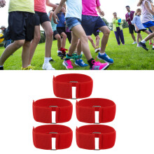 Staffellauf-Bänder 5 Stück, 3-beiniges Outdoor-Gruppenspielset für Kinder & Erwachsene, Rot