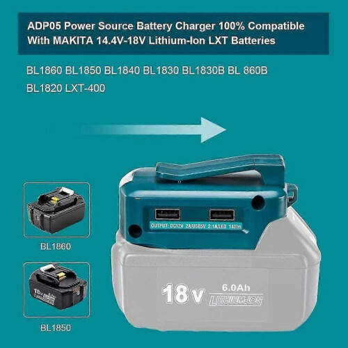 2x for Adp068 14.4v/18v - Adapter Source Batteries Charr with Dual Usb Po 1