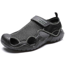 (9.5, Black) New Men's Sls Outdoor Men's Beach Sls Men Moccasins Wading Slippers Able Men Sls