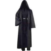 (S, Black) Adult Tunic Costume For Jedi Outfit Sky Costume Hooded Robe Cloak Set Uniform Verss Z