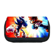 (A) Sonic 3d Lar Pencil Case Double Layer Pencil Pouch Pen Izer Sry Bag For Kids Boys Girls Stu
