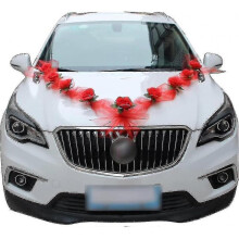 (red) Wedding Car Flower Plate Ribbon Bows Set For All Car S