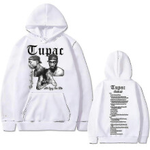 (XXXL, White) Rapper Tupac 2pac Hoodie Men's Fash Hoodies Men Women Oversized Pulr Wear Man Vinta Sweatshirt