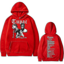 (S, Red) Rapper Tupac 2pac Hoodie Men's Fash Hoodies Men Women Oversized Pulr Wear Man Vinta Sweatshirt