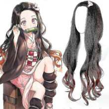 (One Size - Wig, Only Wig) Demon Slayer Kamado Nezuko Costume Outfits Anime Set