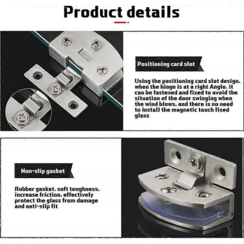 Showcase hinges for glass cabinet - 2 pcs door clamp hinges 2