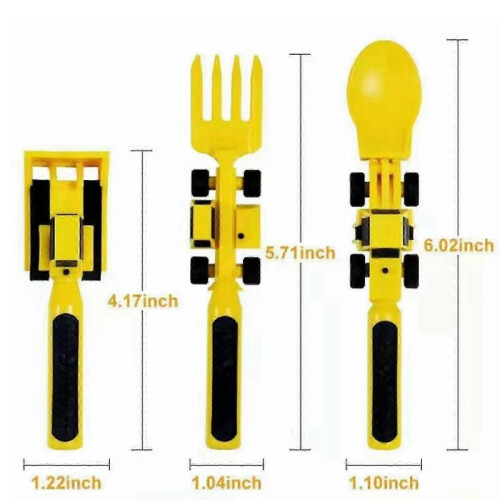 Dining tool set for kids 3Pcs spoon fork and PP car cutlery 1