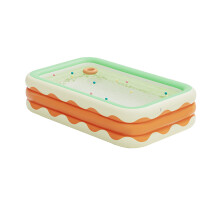 Inflatable PVC Foldable Pool 4.9ft Orange 3 Layers for Indoor Yard