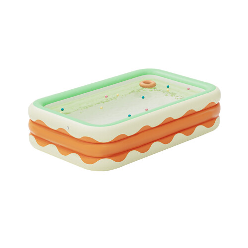 Inflatable PVC Foldable Pool 4.9ft Orange 3 Layers for Indoor Yard 1