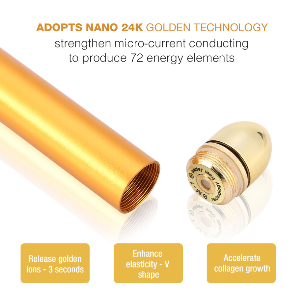 Gold 24K Microcurrent Facial Massager Full Body & Face, Y Shape, 15Cm