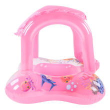 Baby-Pool-Seegebrett Sonnenschutz Schwimmring Säuglingssitz Rosa PVC mit Griff & Glocke