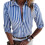 (S, Blue) Women's print blouse long sleeve striped shirt 1