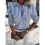 (L,Blue)Women's print blouse long sleeve striped shirt 2