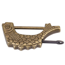 Antikes Fischförmiges Bronze-Metallschloss für Schmuckkästchen & Schubladen (5,9cm)