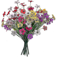 (Red) Outdoor Artificial Flowers 6 Pcs, Fade-Resistant Plastic Plants for Garden Porch Window Box Decor (Mixed Colors)