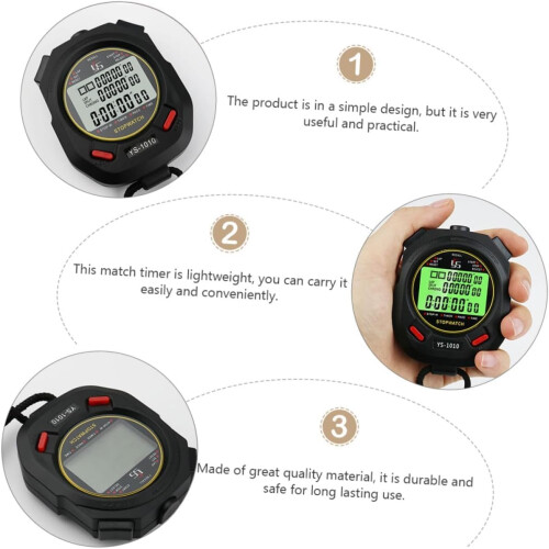 Practical Running Watch Digital Stopwatch Timer Runner's Watch Referee Timer Sports Timer Small Black 1