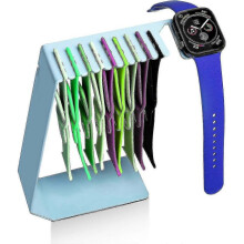 (Blue) iWatch Band Organizer Rack, Stainless Steel Holder for Multiple Watch Straps Storage