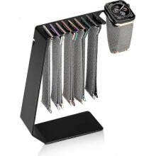 (Black) iWatch Band Organizer Rack, Stainless Steel Holder for Multiple Watch Straps Storage