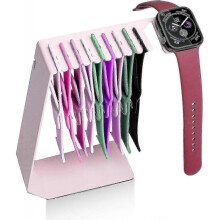 (Pink) iWatch Band Organizer Rack, Stainless Steel Holder for Multiple Watch Straps Storage