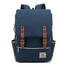 (deep blue) Unisex Vintage Oxford Backpack Waterproof Large Capacity for School Travel Laptop