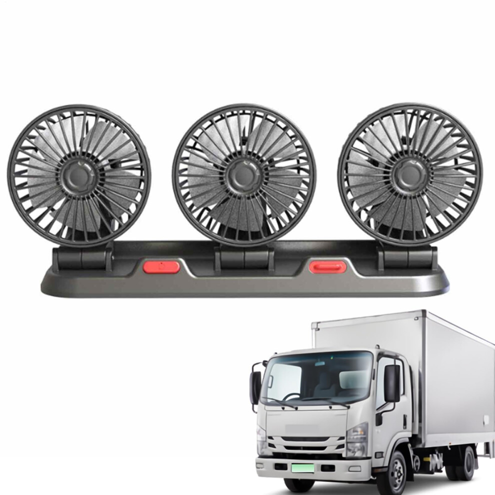 Auto Fan 3-Head Car Fan For Suv, Truck, Rv, Cruise Ship, Tent | Usb/12V/24V, 2-Speed Silent Cooling 9084446320510