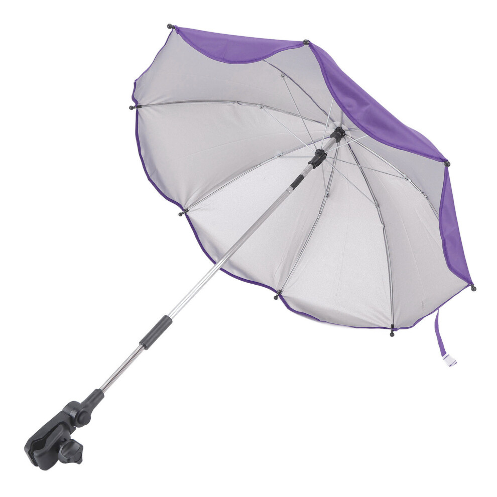 Universal 14In Baby Stroller Umbrella With Uv And Wind Protection Purple/Silver