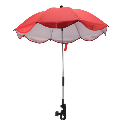 Universal 14in Stroller Umbrella Red Silver Glue Wind & UV Resistant 2