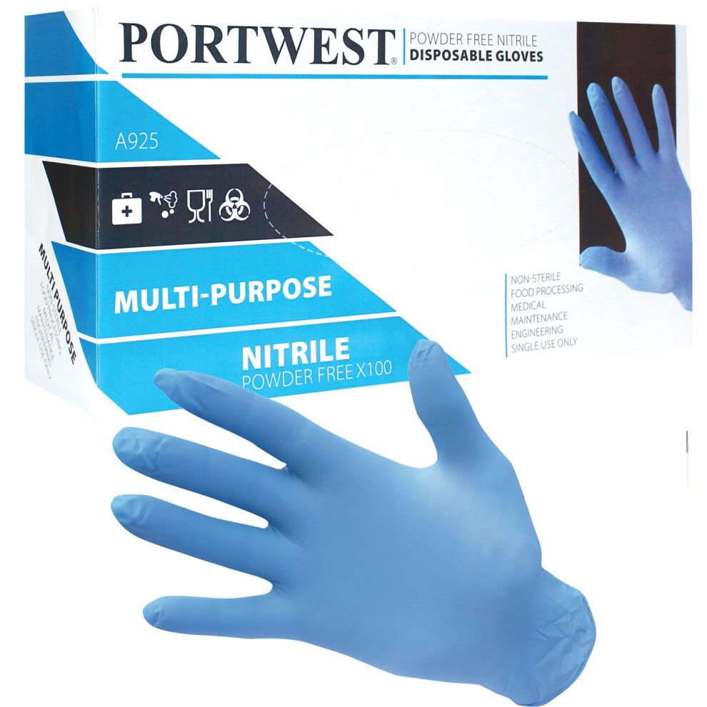 Portwest (, Xl) Powder Free Nitrile Disposable Glove Blue