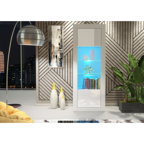 Creative Furniture Illume 170cm Display Cabinet LED - White Gloss Doors 1