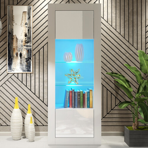Creative Furniture Illume 170cm Display Cabinet LED - White Gloss Doors