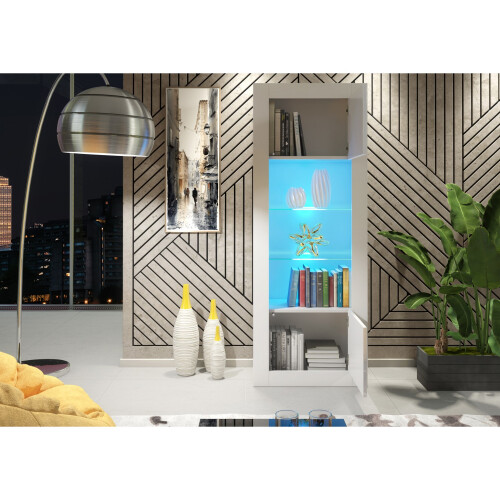 Creative Furniture Illume 170cm Display Cabinet LED - White Gloss Doors 2