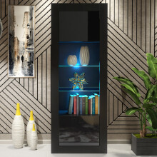 Illume 170cm Display Cabinet LED - Black Gloss Doors