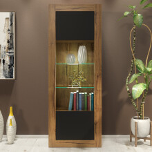Illume 170cm Display Cabinet LED - Oak & Black Matt Doors