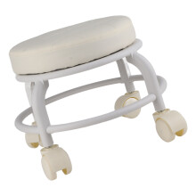 High Density Memory Foam Waterproof Beige Rolling Ottoman Footrest Stool