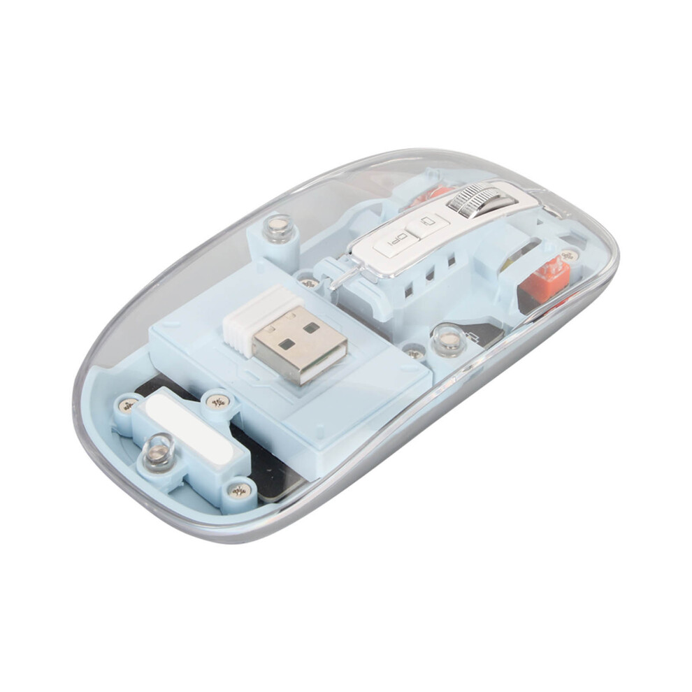 Wireless 2.4G Tooth Transparent Mouse, 2400 Dpi, Rechargeable 400Mah Rgb Blue 7901352714689