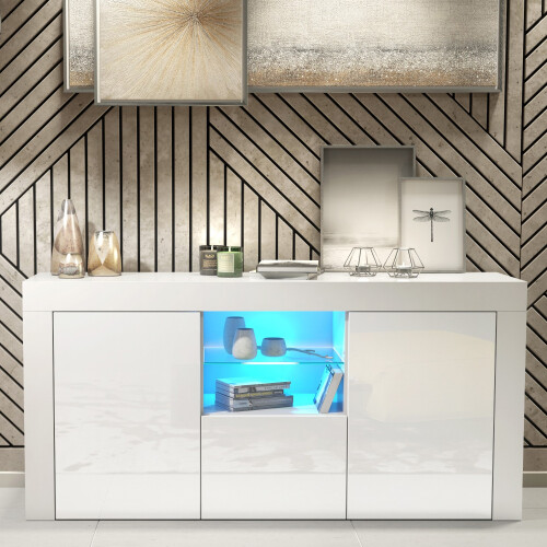 Creative Furniture Aurora 145cm TV Unit LED - White Gloss Doors