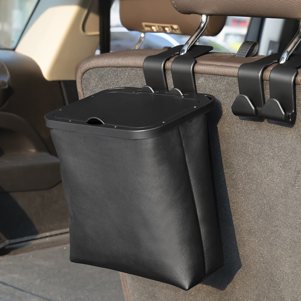 Foldable Leather Car Trash Can, Large Capacity, 200X180x150mm, Black 8341352730682