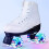 Roller Skating Shoes With LED Lights, Double-Row Wheels, Size 38 White 2