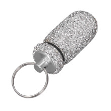 Aluminum Alloy Medicine Capsule Holder - Rhinestone Design White