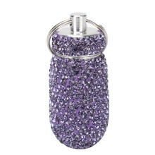 Stylish Purple Capsule Case with Rhinestone & Keyring for Travel 3.5cm