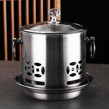 2PC Single Shabu Shabu Pot, Chinese Stainless Steel Pot With Imitation Copper Finish, Silver, 2-Piece Set