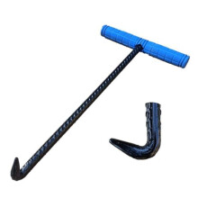 Non-Slip Steel Manhole Cover Lifter With T-Shape Rubber Handle Drain Grate Puller 16 Mm Diameter 40 Cm Length